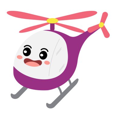 Helikopter taşımacılığı çizgi film karakteri perspektif görünümü beyaz arkaplan vektör illüstrasyonunda izole.