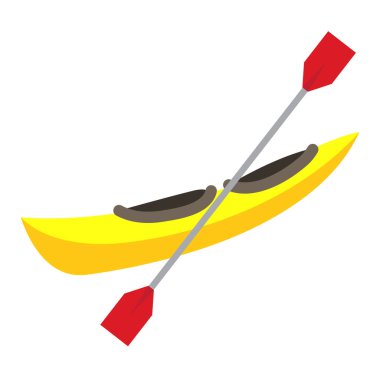 Kayak taşımacılığı çizgi film karakteri perspektifi beyaz arkaplan çizimi üzerinde izole.