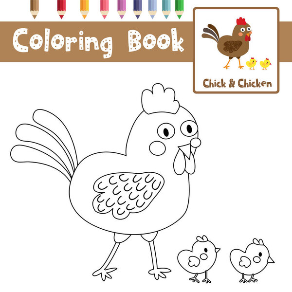 Окраска страницы Цыплят и Цыплят для детей дошкольного возраста деятельность учебный лист. Векторная миграция
.