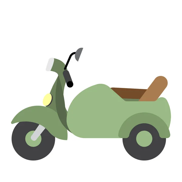 Sidecar Transport Tecknad Karaktär Sida Isolerad Vit Bakgrund Vektor Illustration — Stock vektor