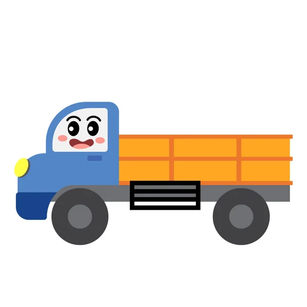 Truck Transportation Cartoon Character Side View Isolated White Background Vector — Stockvector