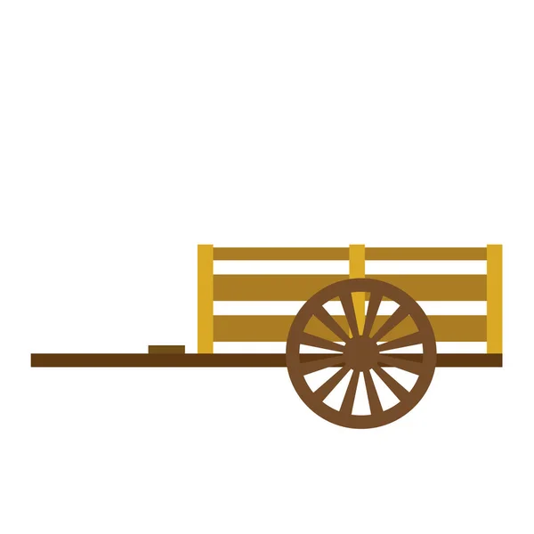 Dřevěný Košík Doprava Karikatura Znak Boční Pohled Izolované Bílém Pozadí — Stockový vektor