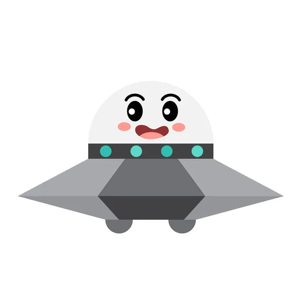 Ufo Transportation Cartoon Character Side View Isolated White Background Vector — Stock Vector