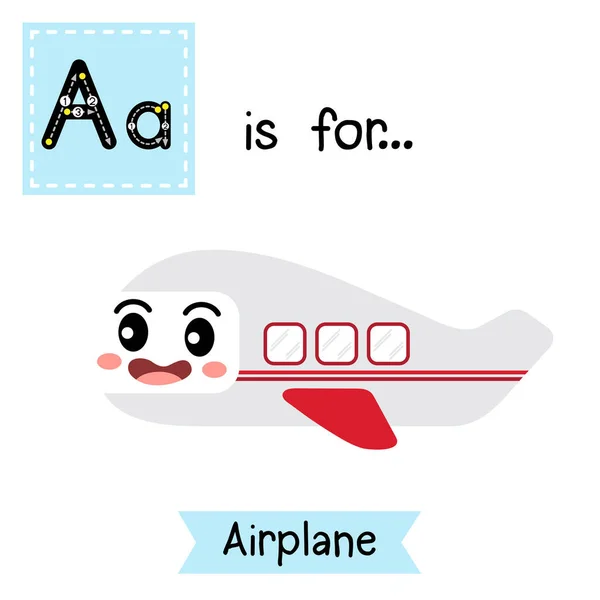 List Cute Children Colorful Transportations Alfabet Tracing Flashcard Airplane Kids — Wektor stockowy