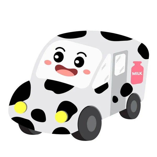 Camion Lait Transport Dessin Animé Vue Caractère Isolé Sur Fond — Image vectorielle