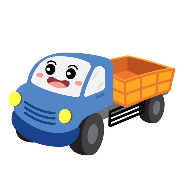 Caminhão Transporte Desenho Animado Personagem Perspectiva Vista Isolada Fundo Branco — Vetor de Stock