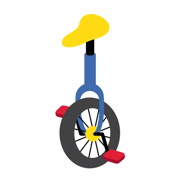 Unicycle Transportation Cartoon Character Perspective View Isolated White Background Vector — Stock Vector