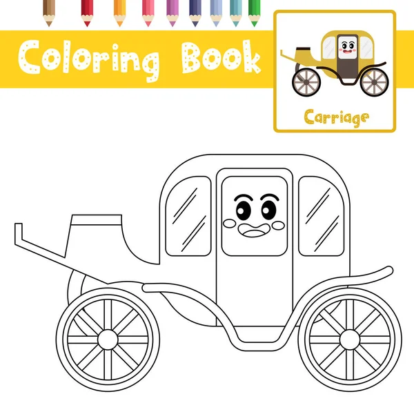 Página Para Colorear Lindo Personaje Dibujos Animados Transporte Ver Los — Vector de stock