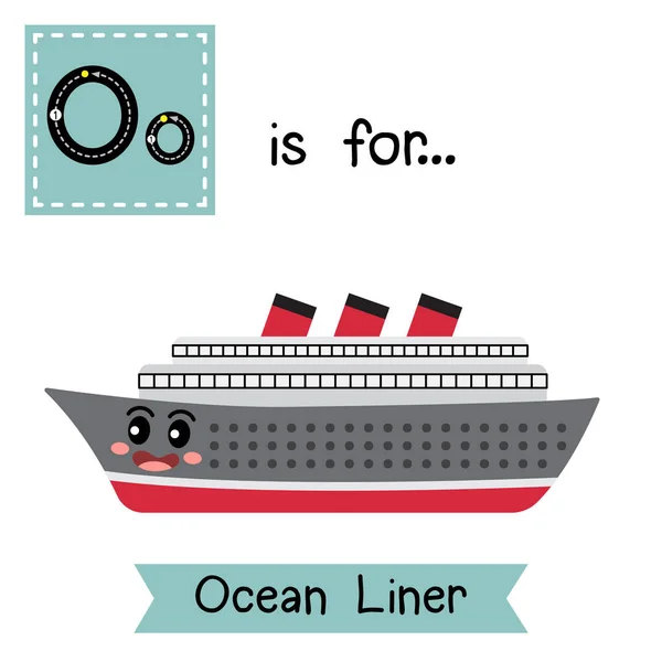 Letra Lindos Niños Transporte Colorido Abc Alfabeto Trazado Flashcard Ocean — Archivo Imágenes Vectoriales