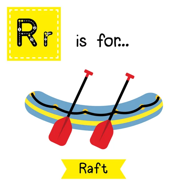 Lettera Cute Bambini Colorati Trasporti Abc Alfabeto Tracciamento Flashcard Raft — Vettoriale Stock