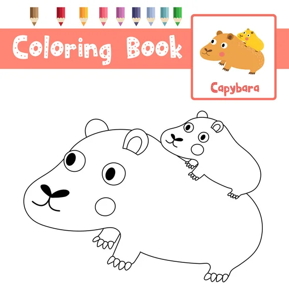 Dibujo Para Colorear Los Animales Madre Del Niño Capybara Para — Vector de stock