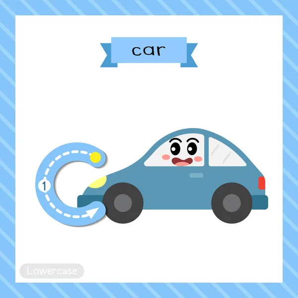 Letter Small Cute Children Colorful Transportations Abc Abeceda Tracing Flashcard — Stockový vektor