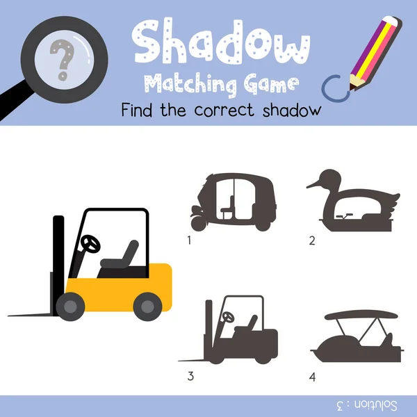 Shadow Megfelelő Játék Targonca Karikatúra Karakter Oldalnézet Szállítások Óvodás Gyerekek — Stock Vector