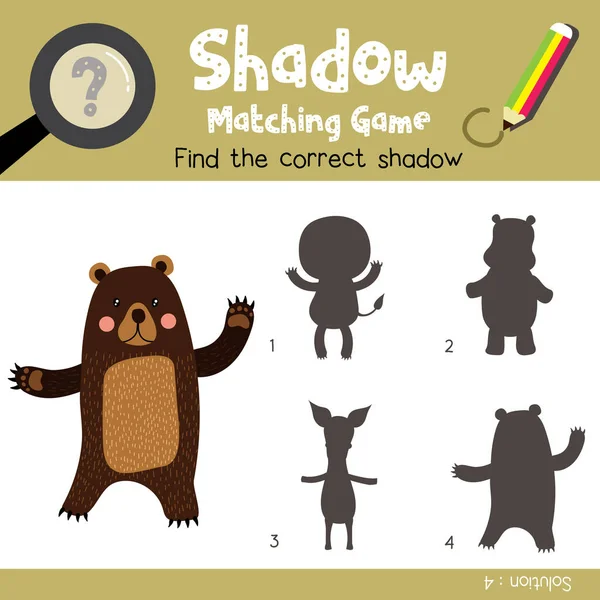 Sombra Juego Juego Standing Bear Levantar Dos Manos Animales Para — Vector de stock