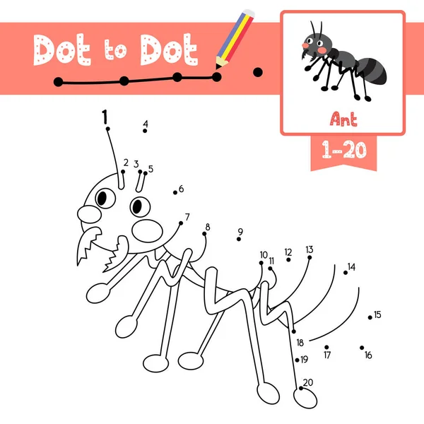 Dot Dot Juego Educativo Libro Para Colorear Animales Hormigas Negras — Archivo Imágenes Vectoriales
