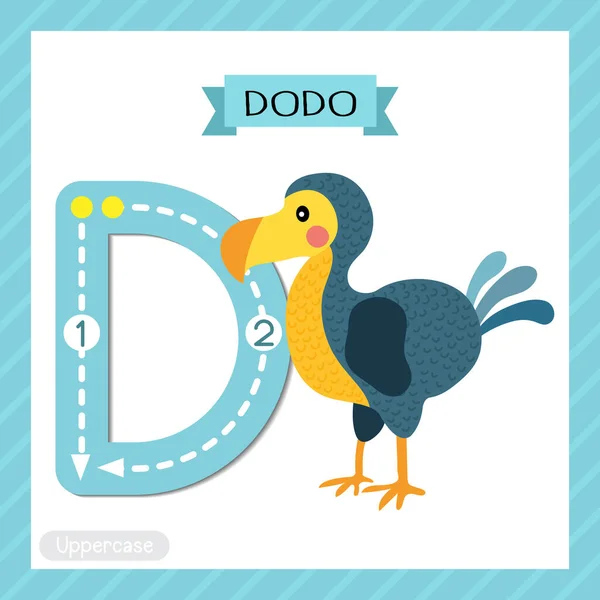 Lettre Majuscule Mignon Enfants Coloré Zoo Animaux Abc Alphabet Traçage — Image vectorielle