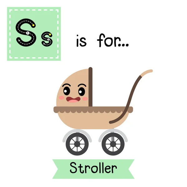 Letter Cute Children Colorful Transportations Abc Abeceda Tracing Flashcard Stroller — Stockový vektor