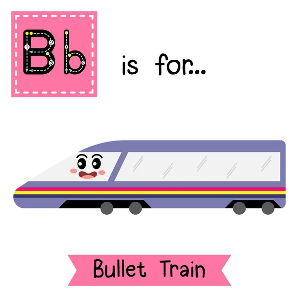 List Cute Children Kolorowe Transporty Abc Alfabet Tracing Flashcard Bullet — Wektor stockowy