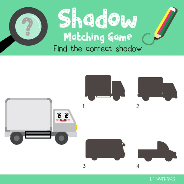 Sombra Juego Juego Dibujos Animados Lorry Lado Ver Los Transportes — Vector de stock