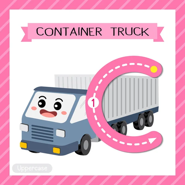 Letter Uppercase Cute Children Colorful Transportations Abc Abeceda Tracing Flashcard — Stockový vektor