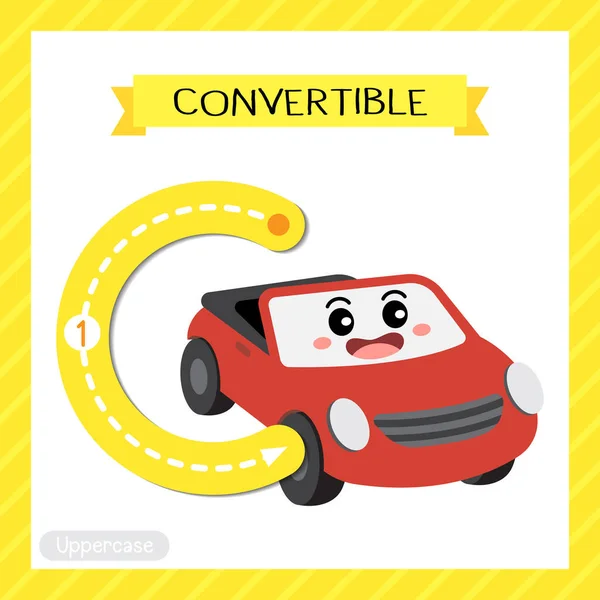 Letra Uppercase Cute Children Colorful Transportations Abc Alfabeto Trazado Flashcard — Vector de stock