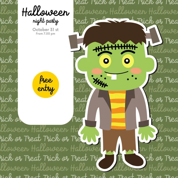 Niedliches Halloween Designkonzept Mit Grünem Monster Für Poster Banner Party — Stockvektor