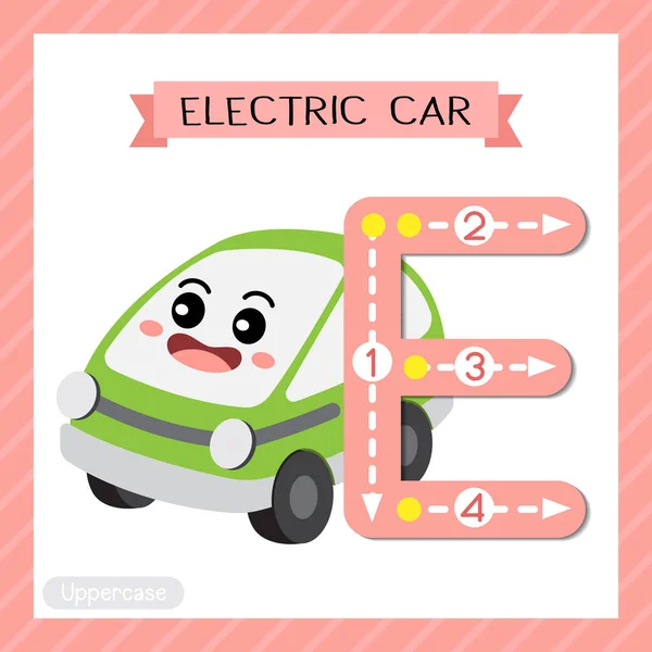 Letter Uppercase Cute Children Colorful Transportations Abc Alphabet Tracing Flashcard — стоковый вектор