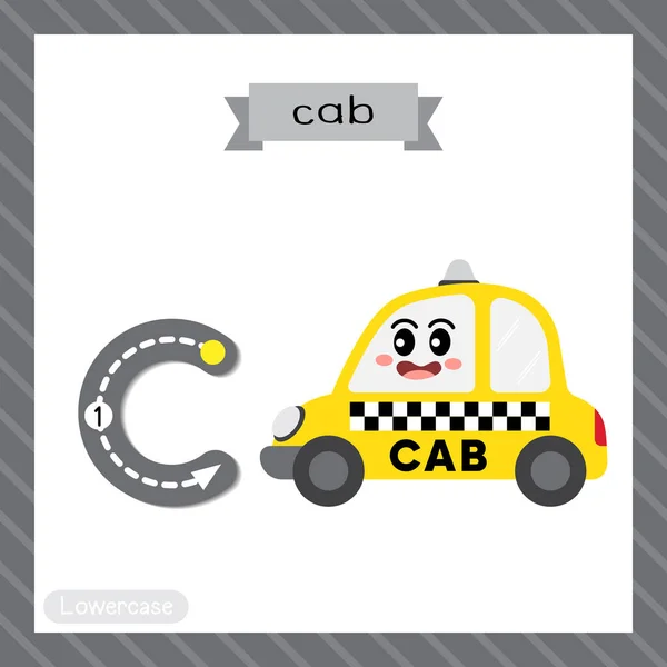 Lettre Enfants Mignons Minuscules Transports Colorés Abc Alphabet Tracing Flashcard — Image vectorielle