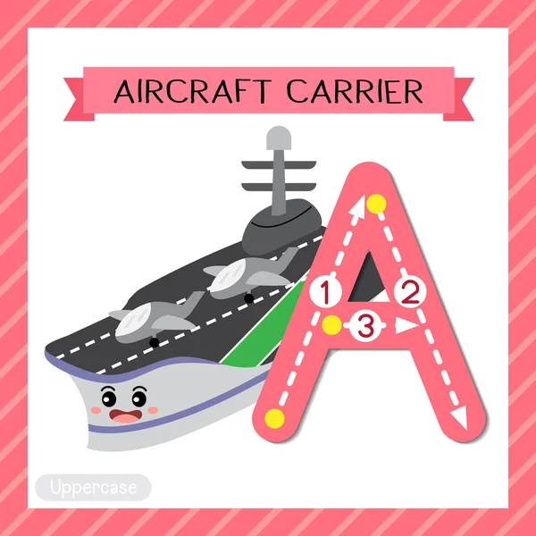 Huruf Uppercase Cute Children Colorful Transportation Abc Alphabet Tracing Flashcard - Stok Vektor