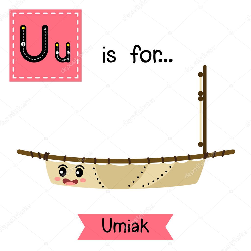 Letter U tracing. Umiak