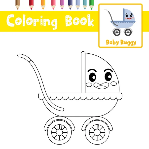 Página Para Colorear Del Lindo Personaje Dibujos Animados Baby Buggy — Vector de stock