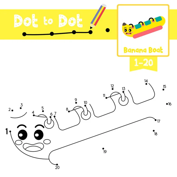 Dot Dot Educational Game Coloring Book Cute Banana Boat Cartoon — Archivo Imágenes Vectoriales