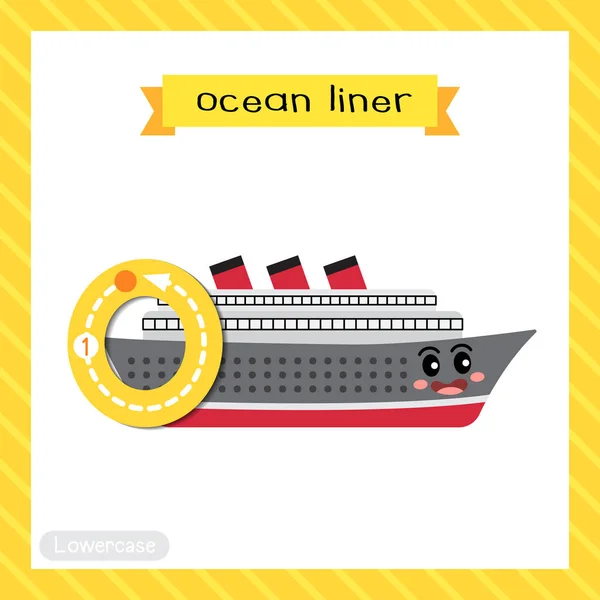 Letra Minúsculas Lindos Niños Transporte Colorido Abc Alfabeto Trazado Flashcard — Vector de stock