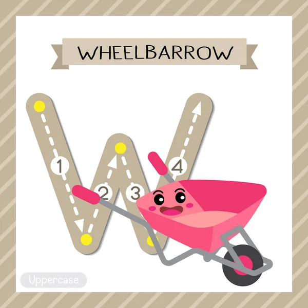 Letra Uppercase Cute Children Colorful Transportations Abc Alfabeto Trazado Flashcard — Vector de stock