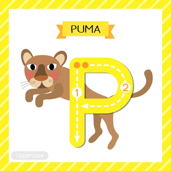 Letter Uppercase Cute Children Colorful Zoo Animals Abc Alphabet Tracing — стоковый вектор