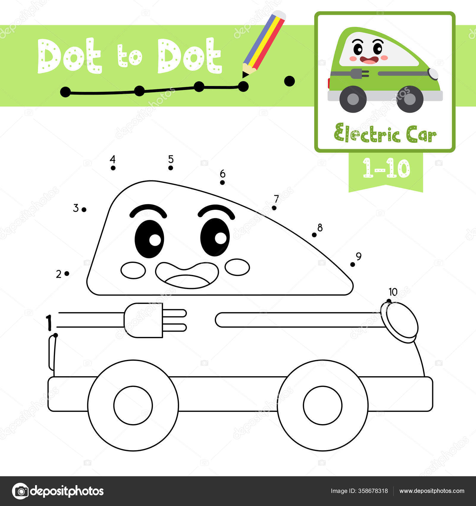 Carro. Rastrear E Colorir a Imagem. Jogo Educativo Para Crianças