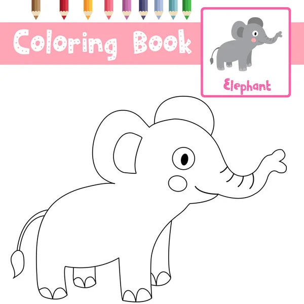 Dibujo Para Colorear Del Personaje Dibujos Animados Animales Elefantes Pie — Vector de stock