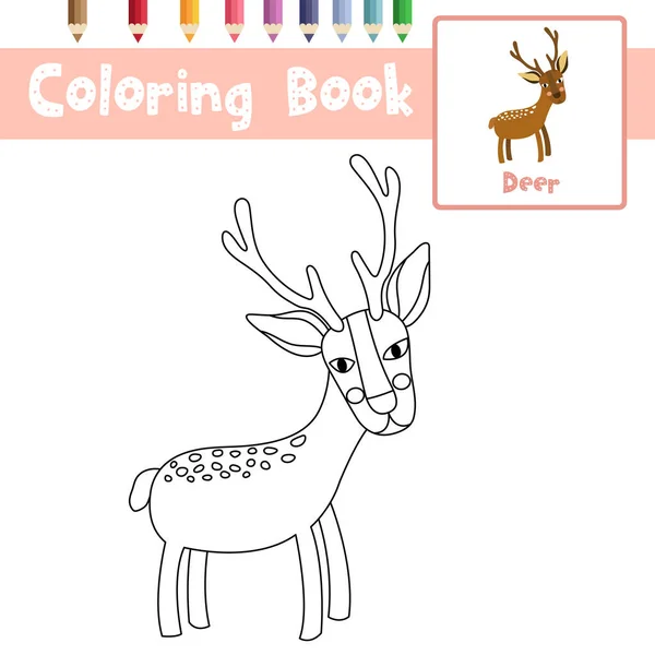 Dibujo Para Colorear Del Personaje Dibujos Animados Animales Ciervo Para — Vector de stock