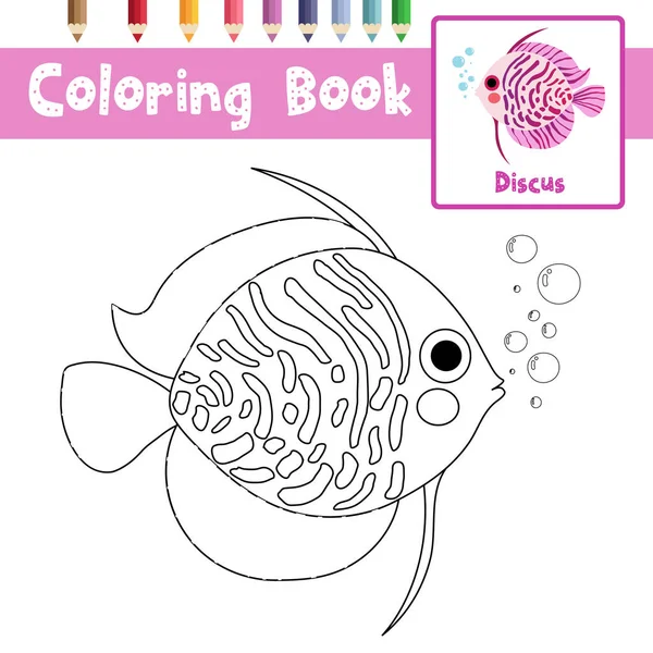 Χρωματισμός Σελίδα Του Discus Fish Ζώων Χαρακτήρα Κινουμένων Σχεδίων Για — Διανυσματικό Αρχείο