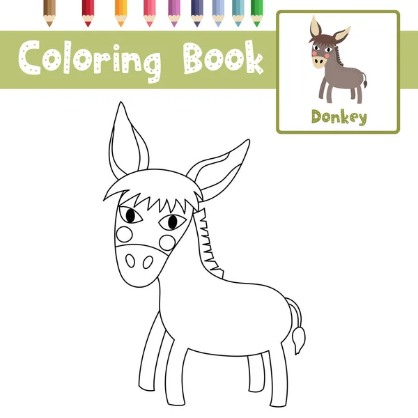 Dibujo Para Colorear Del Personaje Dibujos Animados Animales Burro Para — Vector de stock