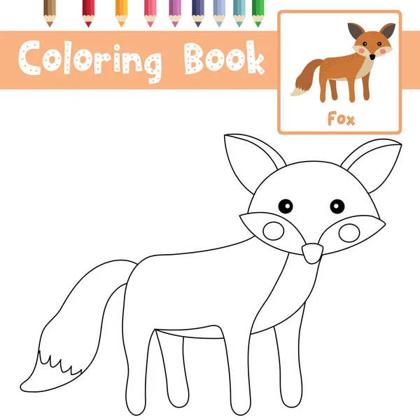 Dibujo Para Colorear Del Personaje Dibujos Animados Animales Fox Para — Vector de stock