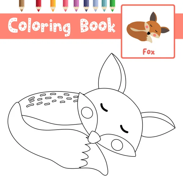 Dibujo Para Colorear Del Personaje Dibujos Animados Fox Para Niños — Vector de stock