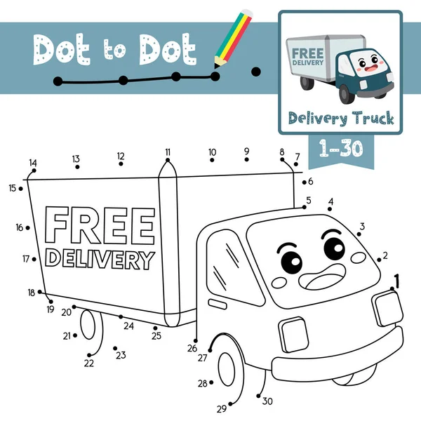 Dot Dot Jeu Éducatif Livre Coloriage Livraison Camion Transport Bande — Image vectorielle