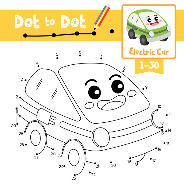 Ponto Ponto Jogo Educacional Livro Colorir Transporte Desenhos Animados Carro —  Vetores de Stock