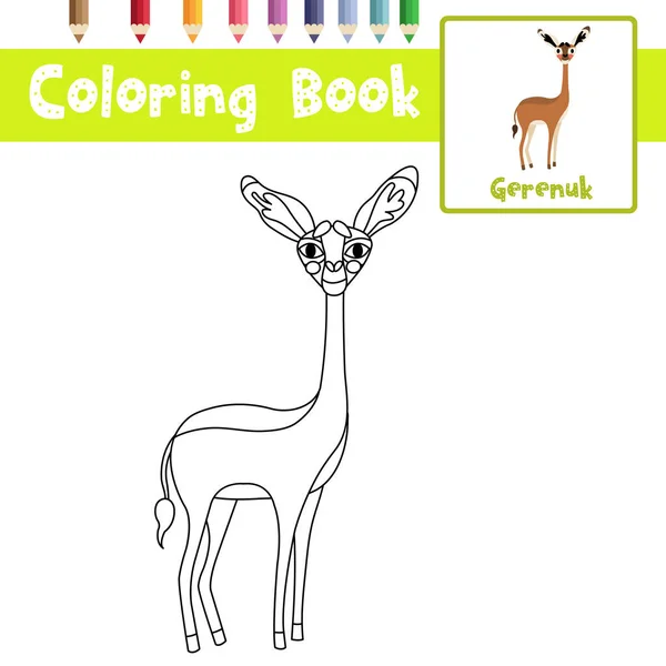 Dibujo Para Colorear Del Personaje Dibujos Animados Animales Gerenuk Para — Vector de stock