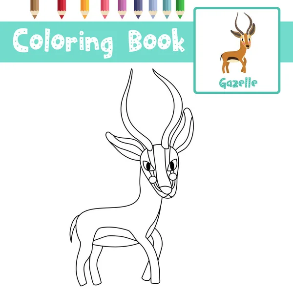 Dibujo Para Colorear Del Personaje Dibujos Animados Animales Gazelle Para — Vector de stock