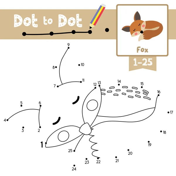 Dot Dot Juego Educativo Libro Para Colorear Animales Fox Dormidos — Archivo Imágenes Vectoriales