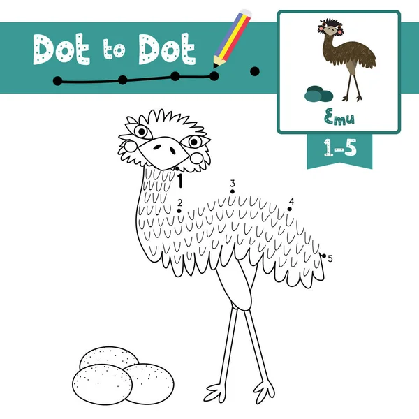 Dot Dot Juego Educativo Libro Para Colorear Standing Emu Con — Archivo Imágenes Vectoriales