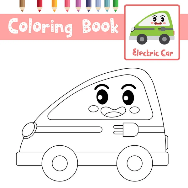 Página Para Colorear Del Lindo Personaje Dibujos Animados Del Coche — Vector de stock