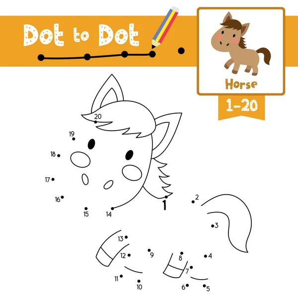 Dot Dot Jeu Éducatif Coloriage Livre Chevaux Animaux Personnage Dessin — Image vectorielle